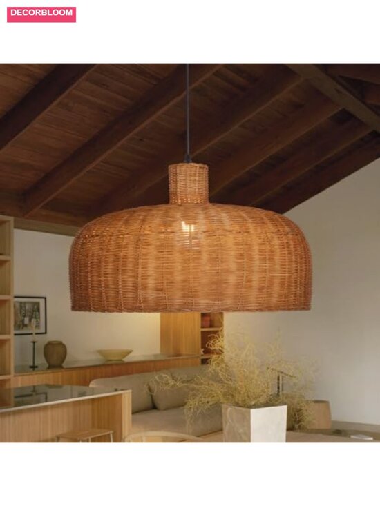 Other - Hand-Woven Rattan Pendant Light Farmhouse Chandelier for Living Room Bedroom
